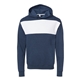 aerial view a indigo heather/ white jerzees unisex nublend billboard hooded sweatshirt, image 1 of 5