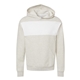 aerial view a oatmeal heather/ white jerzees unisex nublend billboard hooded sweatshirt, image 1 of 5