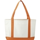 aerial view a white w/ orange trim large canvas tote bag - 11.25 x 18 x 3.75, image 1 of 8