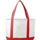 aerial view a white w/ red trim large canvas tote bag - 11.25 x 18 x 3.75, image 1 of 8