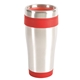 aerial view a red 16 oz bpa - free plastic blue monday steel tumbler with color trim - 16 oz., image 1 of 2