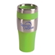 aerial view a green-lime 16 oz stainless steel insulated silver streak tumbler, image 1 of 2