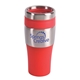aerial view a red 16 oz stainless steel insulated silver streak tumbler, image 1 of 2