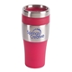 aerial view a burgundy 16 oz stainless steel insulated silver streak tumbler, image 1 of 2