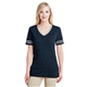 a group of jerzees ladies tri - blend varsity v - neck t - shirt