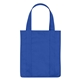 aerial view a royal blue non - woven shopper tote bag, image 1 of 3