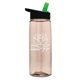 aerial view a transparent mocha mousse bottle & black with green spout lid 26 oz flair tritan water bottle with flip straw lid, image 1 of 3