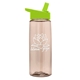 aerial view a transparent mocha mousse bottle & lime green lid 26 oz flair tritan water bottle with flip straw lid, image 1 of 3