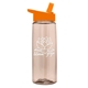 aerial view a transparent mocha mousse bottle & orange lid 26 oz flair tritan water bottle with flip straw lid, image 1 of 3
