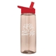 aerial view a transparent mocha mousse bottle & red lid 26 oz flair tritan water bottle with flip straw lid, image 1 of 3