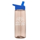 aerial view a transparent mocha mousse bottle & royal blue lid 26 oz flair tritan water bottle with flip straw lid, image 1 of 3