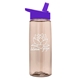 aerial view a transparent mocha mousse bottle & violet lid 26 oz flair tritan water bottle with flip straw lid, image 1 of 3