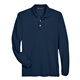 aerial view a navy harriton - mens easy blend(tm) long sleeve polo, image 1 of 4