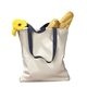 a natural/navy bagedge canvas tote with contrasting handles - all
