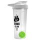 a translucent frost tumbler & white lid & lime green mixing ball endurance shaker tumbler with drink - thru lid and mixing ball
