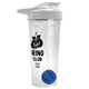 a translucent frost tumbler & white lid & royal blue mixing ball endurance shaker tumbler with drink - thru lid and mixing ball