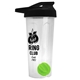 a translucent frost tumbler & black lid & lime green mixing ball endurance shaker tumbler with drink - thru lid and mixing ball