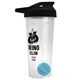 a translucent frost tumbler & black lid & cyan mixing ball endurance shaker tumbler with drink - thru lid and mixing ball