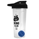 a translucent frost tumbler & black lid & royal blue mixing ball endurance shaker tumbler with drink - thru lid and mixing ball