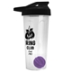 a translucent frost tumbler & black lid & violet mixing ball endurance shaker tumbler with drink - thru lid and mixing ball