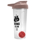 a translucent frost tumbler & mocha mousse lid & red mixing ball endurance shaker tumbler with drink - thru lid and mixing ball