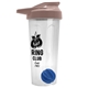 a translucent frost tumbler & mocha mousse lid & royal blue mixing ball endurance shaker tumbler with drink - thru lid and mixing ball