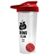 a translucent frost tumbler & red lid & red mixing ball endurance shaker tumbler with drink - thru lid and mixing ball