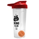 a translucent frost tumbler & red lid & orange mixing ball endurance shaker tumbler with drink - thru lid and mixing ball