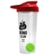a translucent frost tumbler & red lid & lime green mixing ball endurance shaker tumbler with drink - thru lid and mixing ball