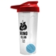 a translucent frost tumbler & red lid & cyan mixing ball endurance shaker tumbler with drink - thru lid and mixing ball