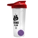 a translucent frost tumbler & red lid & violet mixing ball endurance shaker tumbler with drink - thru lid and mixing ball