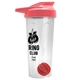 a translucent frost tumbler & salmon lid & red mixing ball endurance shaker tumbler with drink - thru lid and mixing ball