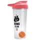 a translucent frost tumbler & salmon lid & orange mixing ball endurance shaker tumbler with drink - thru lid and mixing ball