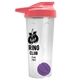 a translucent frost tumbler & salmon lid & violet mixing ball endurance shaker tumbler with drink - thru lid and mixing ball