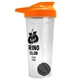 a translucent frost tumbler & orange lid & black mixing ball endurance shaker tumbler with drink - thru lid and mixing ball