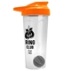 a translucent frost tumbler & orange lid & gray mixing ball endurance shaker tumbler with drink - thru lid and mixing ball