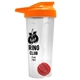 a translucent frost tumbler & orange lid & red mixing ball endurance shaker tumbler with drink - thru lid and mixing ball