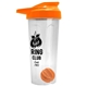 a translucent frost tumbler & orange lid & orange mixing ball endurance shaker tumbler with drink - thru lid and mixing ball