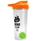 a translucent frost tumbler & orange lid & lime green mixing ball endurance shaker tumbler with drink - thru lid and mixing ball