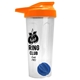 a translucent frost tumbler & orange lid & royal blue mixing ball endurance shaker tumbler with drink - thru lid and mixing ball