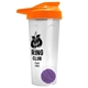 a translucent frost tumbler & orange lid & violet mixing ball endurance shaker tumbler with drink - thru lid and mixing ball