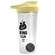 a translucent frost tumbler & pastel yellow lid & black mixing ball endurance shaker tumbler with drink - thru lid and mixing ball