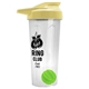 a translucent frost tumbler & pastel yellow lid & lime green mixing ball endurance shaker tumbler with drink - thru lid and mixing ball