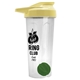 a translucent frost tumbler & pastel yellow lid & green mixing ball endurance shaker tumbler with drink - thru lid and mixing ball