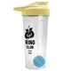 a translucent frost tumbler & pastel yellow lid & cyan mixing ball endurance shaker tumbler with drink - thru lid and mixing ball