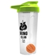 a translucent frost tumbler & lime green lid & orange mixing ball endurance shaker tumbler with drink - thru lid and mixing ball