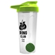 a translucent frost tumbler & lime green lid & green mixing ball endurance shaker tumbler with drink - thru lid and mixing ball