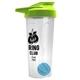 a translucent frost tumbler & lime green lid & cyan mixing ball endurance shaker tumbler with drink - thru lid and mixing ball