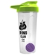 a translucent frost tumbler & lime green lid & violet mixing ball endurance shaker tumbler with drink - thru lid and mixing ball