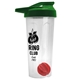 a translucent frost tumbler & green lid & red mixing ball endurance shaker tumbler with drink - thru lid and mixing ball